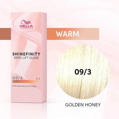 Wella Professionals Shinefinity Zero Lift Glaze Semi-Permanent HairColour - 09/03 Golden Honey - 60ml