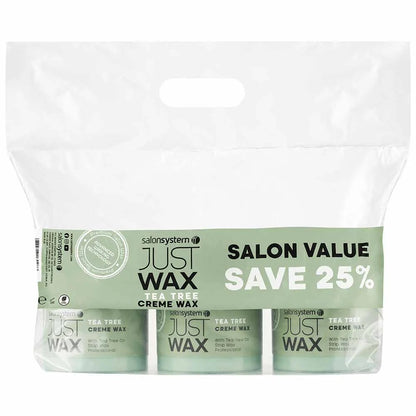 Just Wax Tea Tree Crème Wax Three Pots of 450g