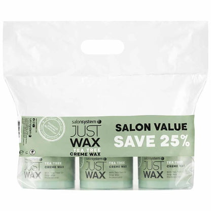Just Wax Tea Tree Crème Wax Three Pots of 450g