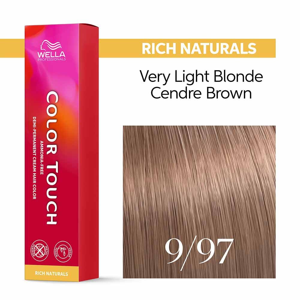 Wella Professionals Color Touch Demi-Permanent Hair Colour Very Light - 9/97 Very Light Blonde Cendre Brown