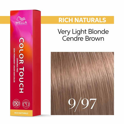 Wella Professionals Color Touch Demi-Permanent Hair Colour Very Light - 9/97 Very Light Blonde Cendre Brown