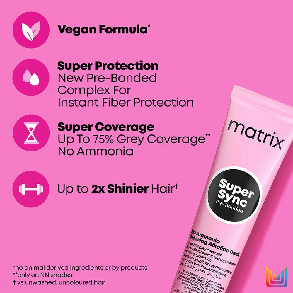 Matrix Super Sync Pre-Bonded Glossing Alkaline Demi-Permanent Hair Colour 6BR Brown Red Warm 90ml