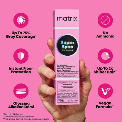 Matrix Super Sync Pre-Bonded Glossing Alkaline Demi-Permanent Hair Colour 4BR Brown Red Warm 90ml