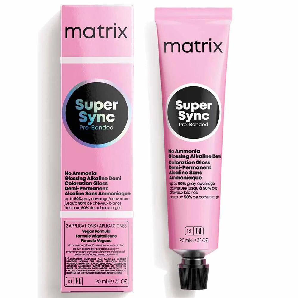 Matrix Super Sync Pre-Bonded Glossing Alkaline Demi-Permanent Hair Colour 8WN Warm Neutral 90ml
