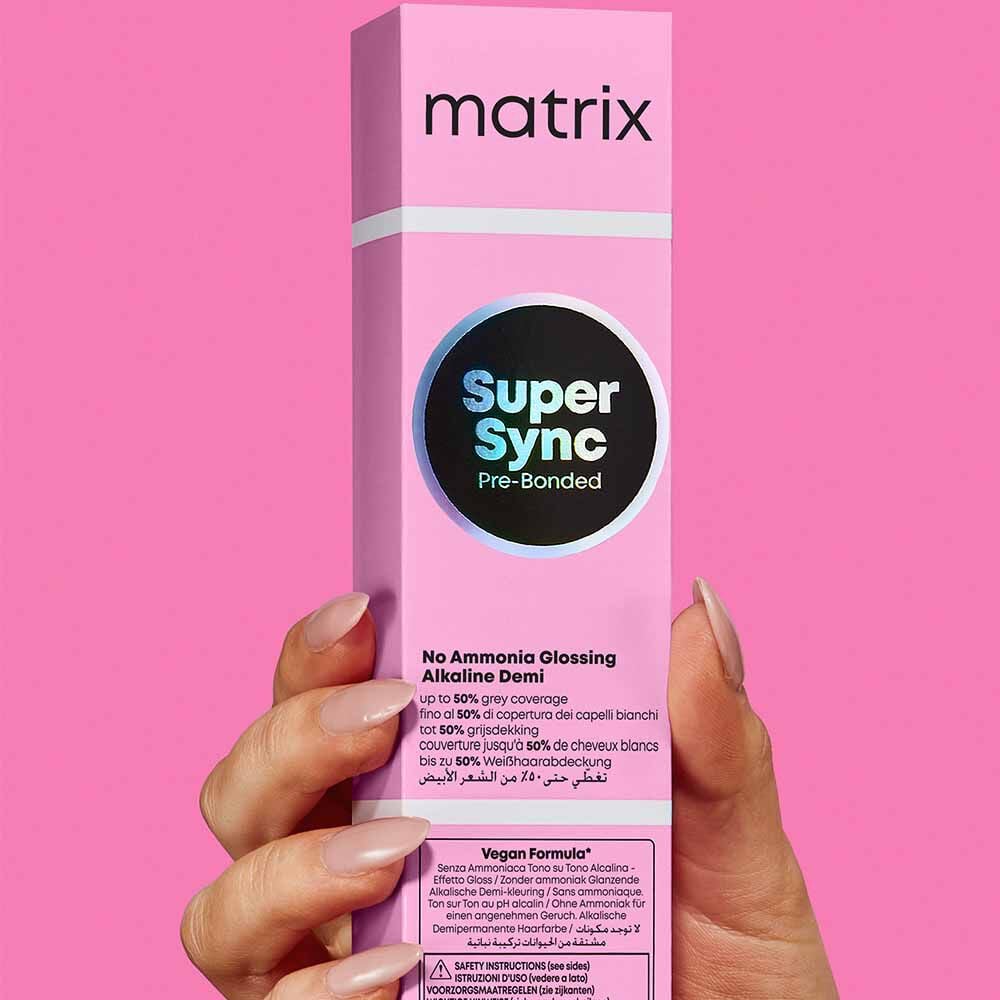 Matrix Super Sync Pre-Bonded Glossing Alkaline Demi-Permanent Hair Colour 1A Ash Cool 90ml