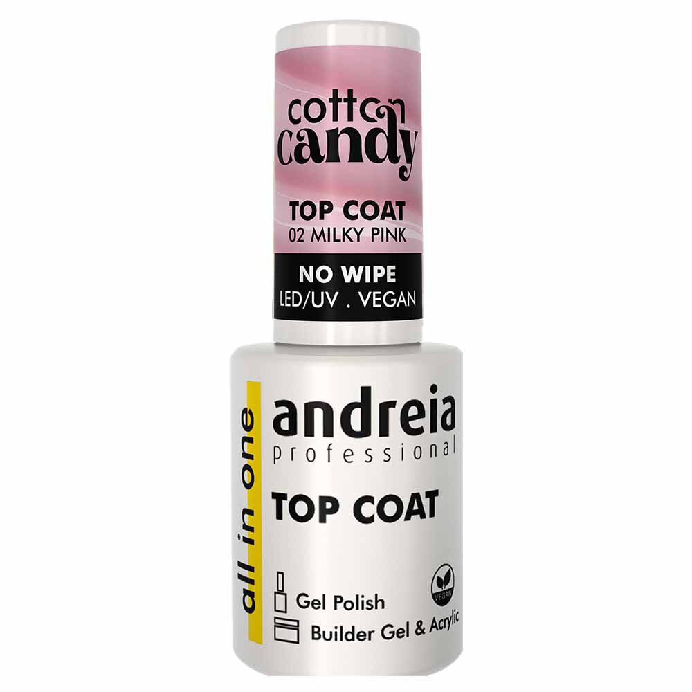 Andreia Professional Cotton Candy Top Coat - 02 Milky Pink, 10.5ml