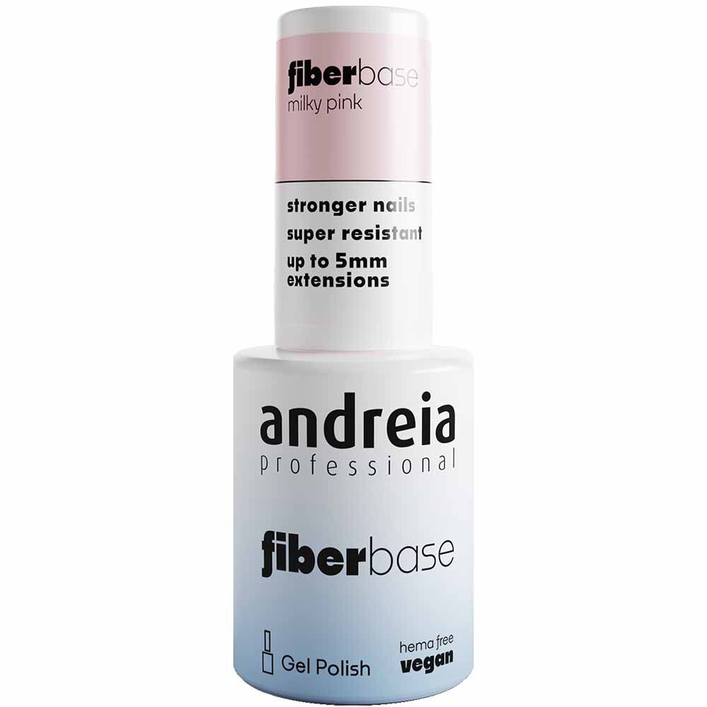 Andreia Professional Fiber Base Milky Pink - Base Coat With Fibers, 10.5ml