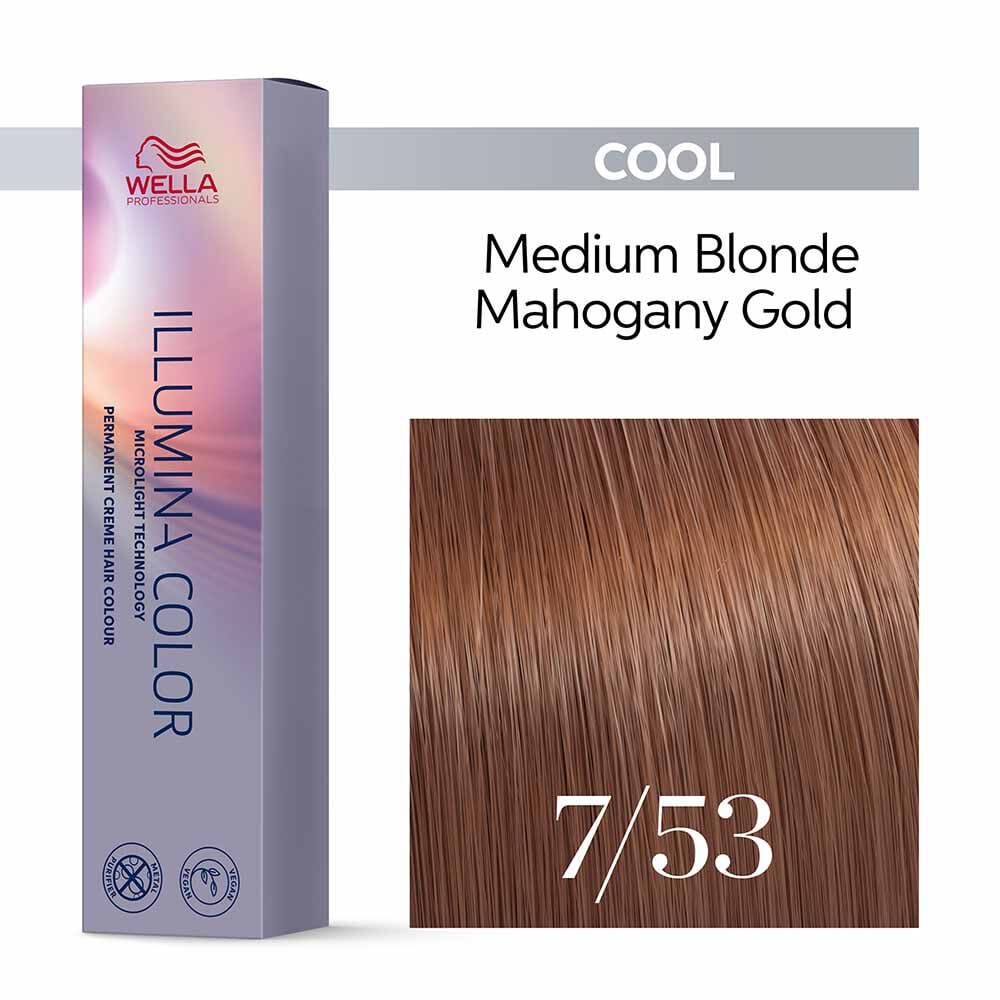 Wella Professionals Illumina Color Permanent Hair Colour 7/53 Blonde Mahogany Gold - 60ml