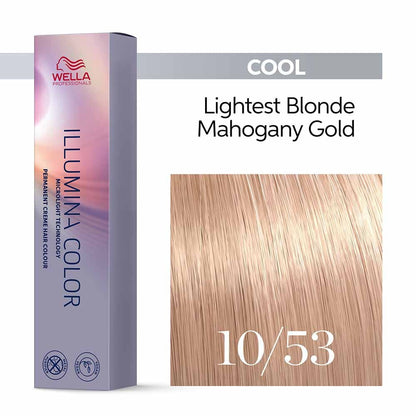 Wella Professionals Illumina Color Permanent Hair Colour 10/53 Lightest Blonde Mahogany Gold - 60ml