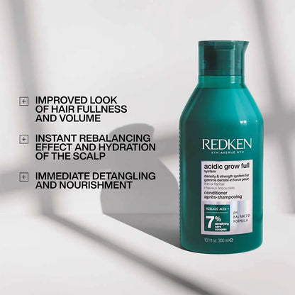 Redken Acidic Grow Full System Densifying Conditioner for Thin Hair, Strengthens & Thickens - 300ml