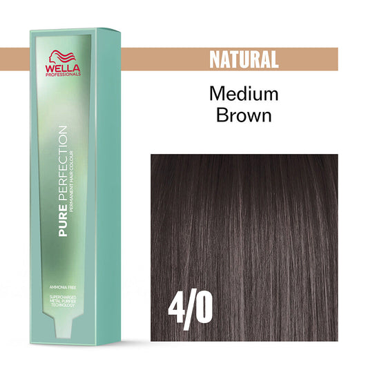 Wella Professionals Pure Perfection Ammonia Free Permanent Hair Colour - 4/0 Medium Brown 60ml