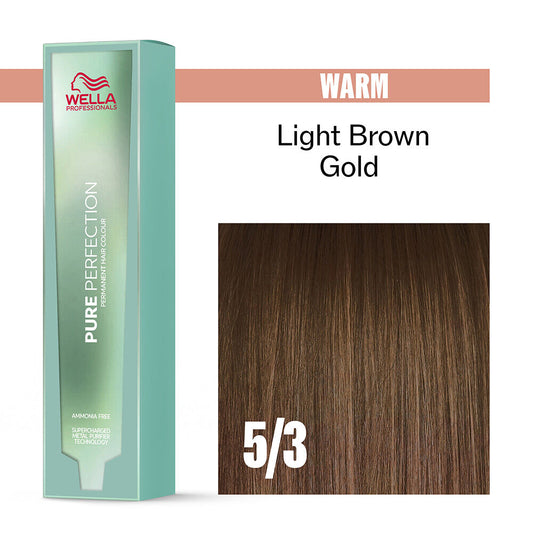 Wella Professionals Pure Perfection Ammonia Free Permanent Hair Colour - Light Brown Gold .5/3 60Ml