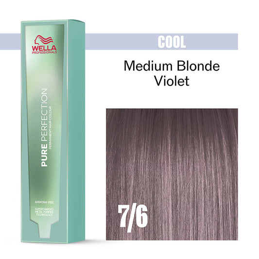 Wella Professionals Pure Perfection Ammonia Free Permanent Hair Colour - Medium Blonde Violet .7/6 60Ml
