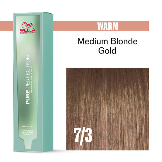 Wella Professionals Pure Perfection Ammonia Free Permanent Hair Colour - Medium Blonde Gold .7/3 60Ml