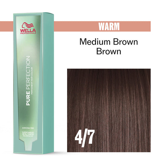 Wella Professionals Pure Perfection Ammonia Free Permanent Hair Colour - 4/7 Medium Brown Brown 60ml