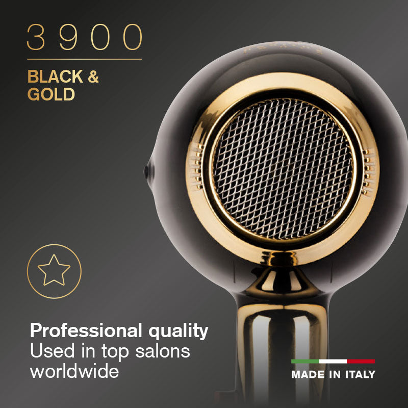 Elchim 3900 Healthy Ionic Hairdryer Black and Gold