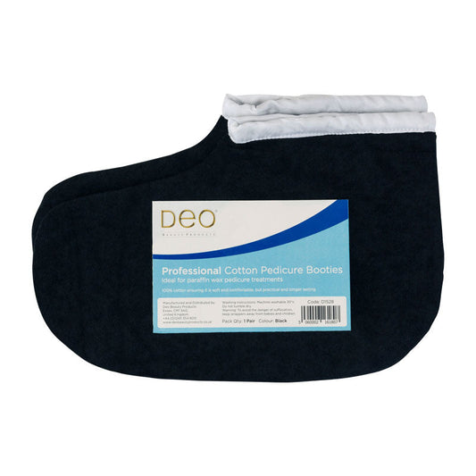 Deo 100% Cotton Pedicure Booties Black 1 Pair