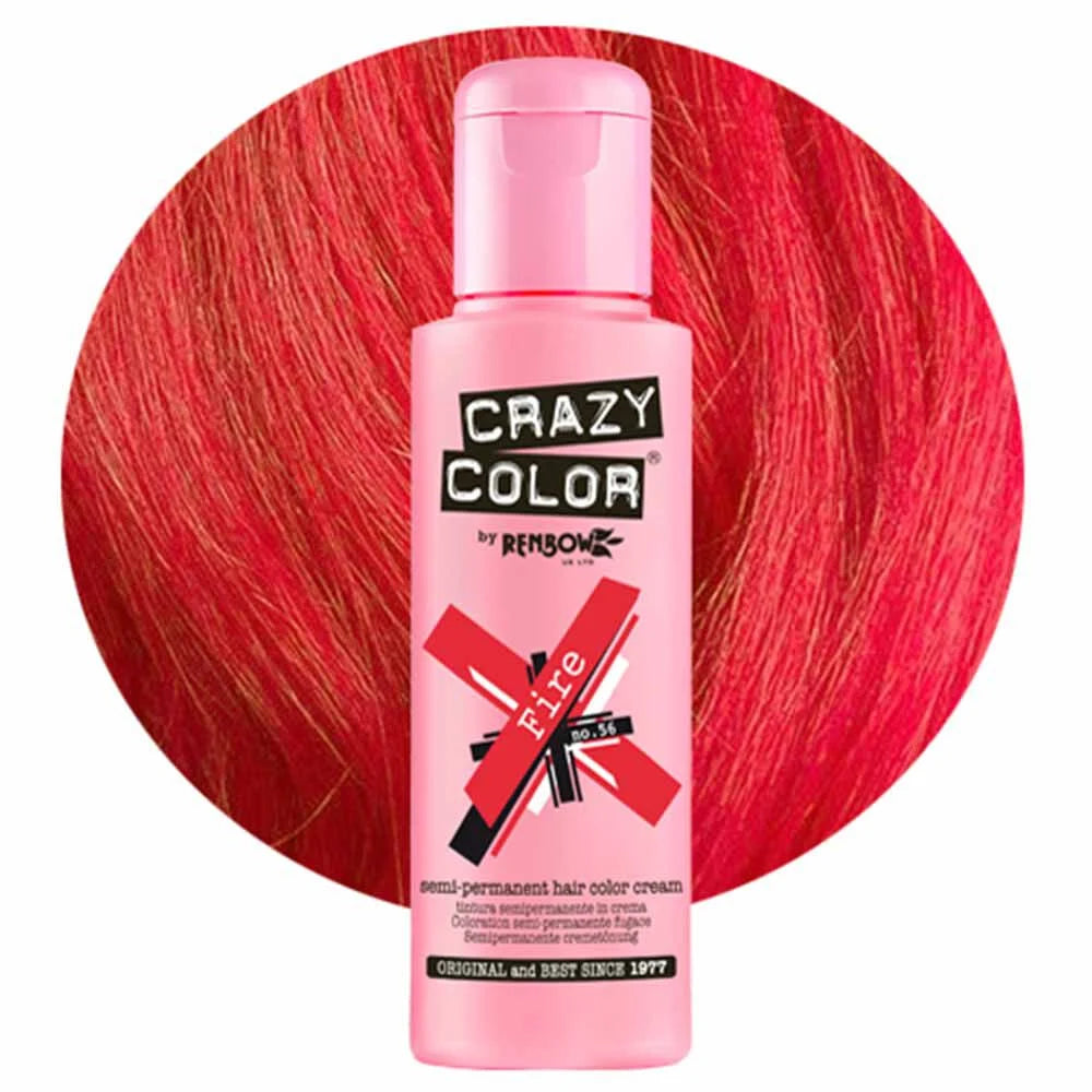 Crazy Color Semi Permanent Vegan Hair Colour Cream - Fire 56 - 100ml