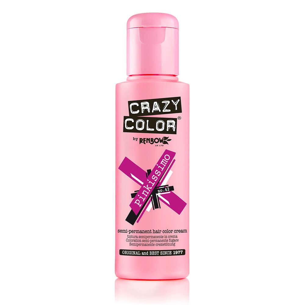 Crazy Color Semi Permanent Vegan Hair Colour Cream - Pinkissimo 42 - 100ml