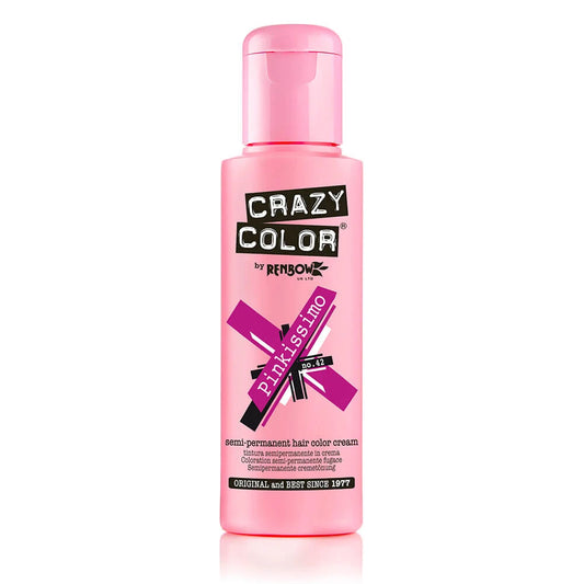 Crazy Color Semi Permanent Vegan Hair Colour Cream - Pinkissimo 42 - 100ml