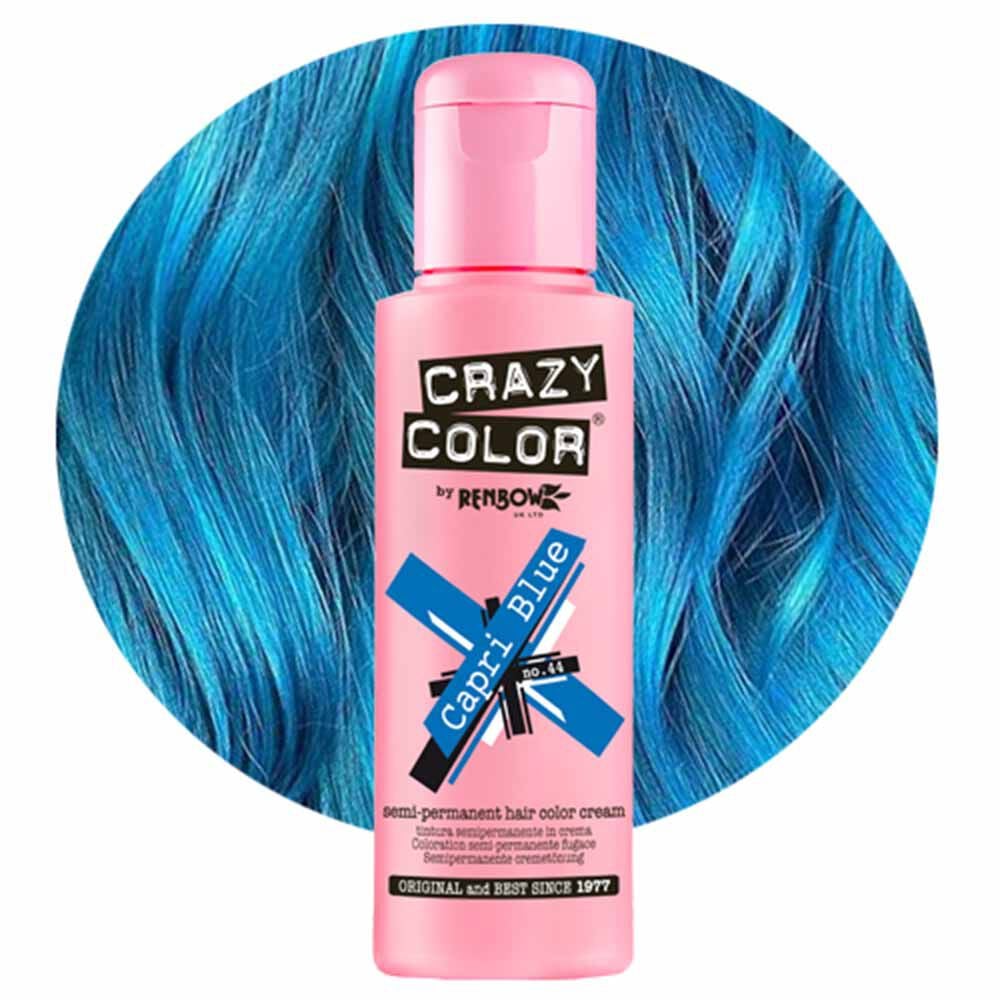 Crazy Color Semi Permanent Vegan Hair Colour Cream - Capri Blue - 100ml