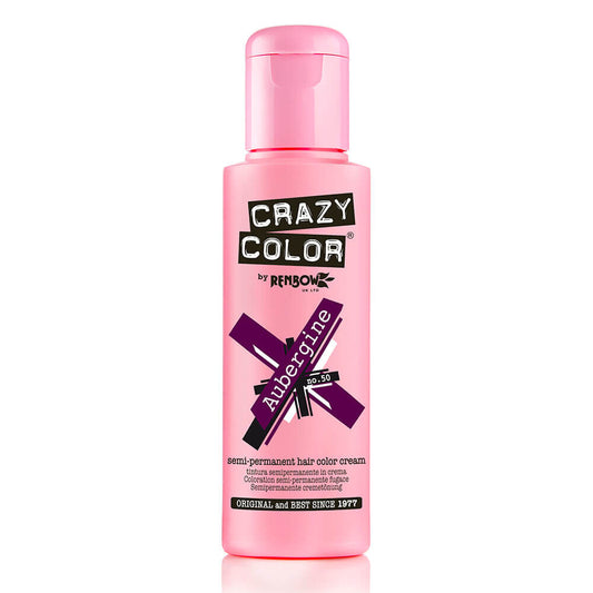 Crazy Color Semi Permanent Vegan Hair Colour Cream - Aubergine - 100ml