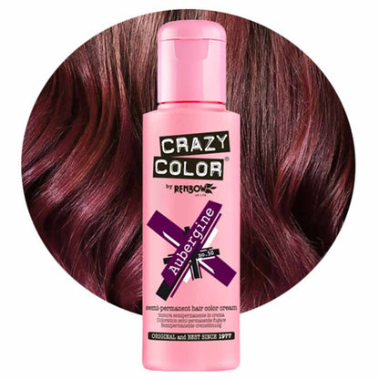 Crazy Color Semi Permanent Vegan Hair Colour Cream - Aubergine - 100ml