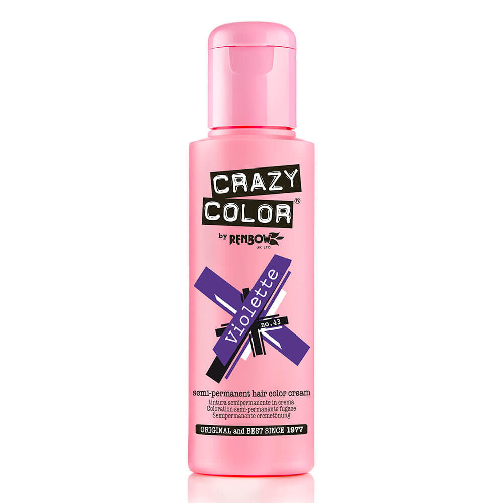 Crazy Color Semi Permanent Vegan Hair Colour Cream - Violette 43 - 100ml