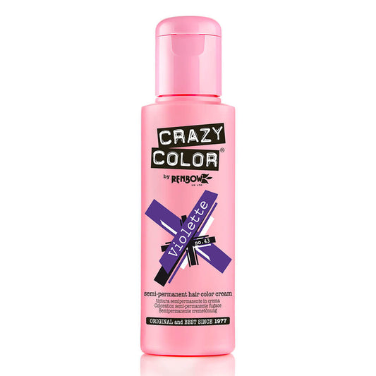 Crazy Color Semi Permanent Vegan Hair Colour Cream - Violette 43 - 100ml