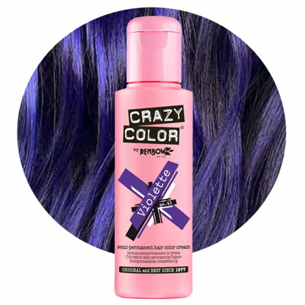 Crazy Color Semi Permanent Vegan Hair Colour Cream - Violette 43 - 100ml
