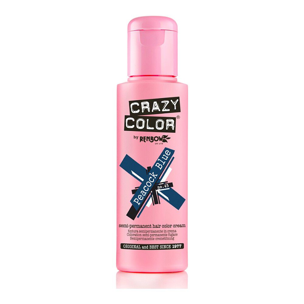 Crazy Color Semi Permanent Vegan Hair Colour Cream - Peacock Blue - 100ml