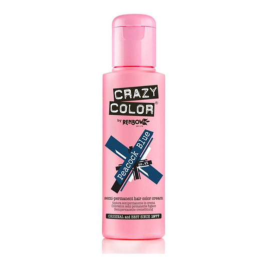 Crazy Color Semi Permanent Vegan Hair Colour Cream - Peacock Blue - 100ml