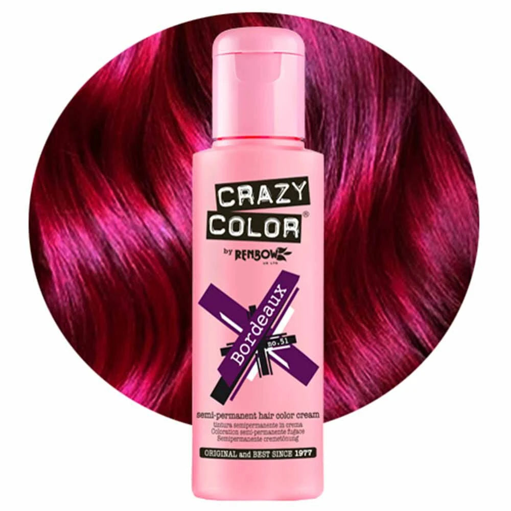 Crazy Color Semi Permanent Vegan Hair Colour Cream - Bordeaux - 100ml