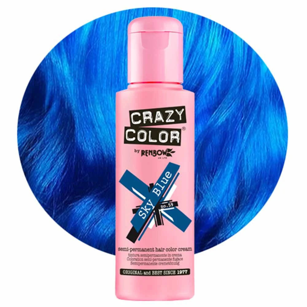 Crazy Color Semi Permanent Vegan Hair Colour Cream - Sky Blue 59 - 100ml