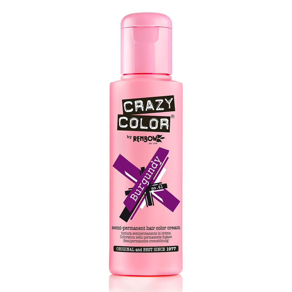 Crazy Color Semi Permanent Vegan Hair Colour Cream - Burgundy - 100ml