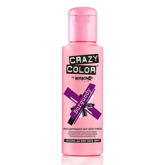 Crazy Color Semi Permanent Vegan Hair Colour Cream - Burgundy - 100ml