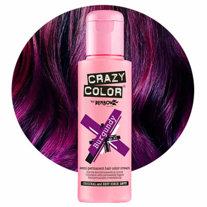 Crazy Color Semi Permanent Vegan Hair Colour Cream - Burgundy - 100ml