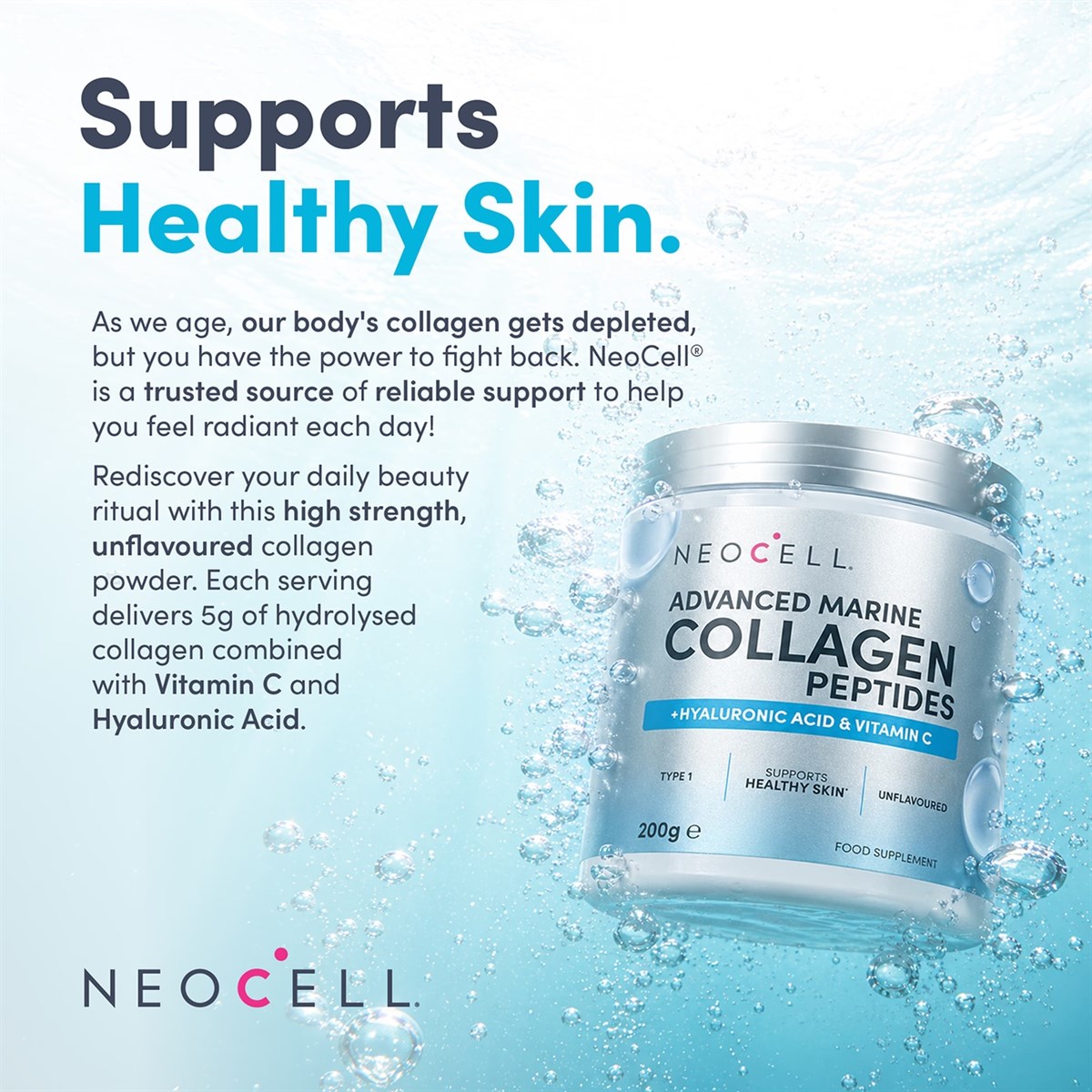 NeoCell Advanced Marine Collagen Peptides Powder - 200g