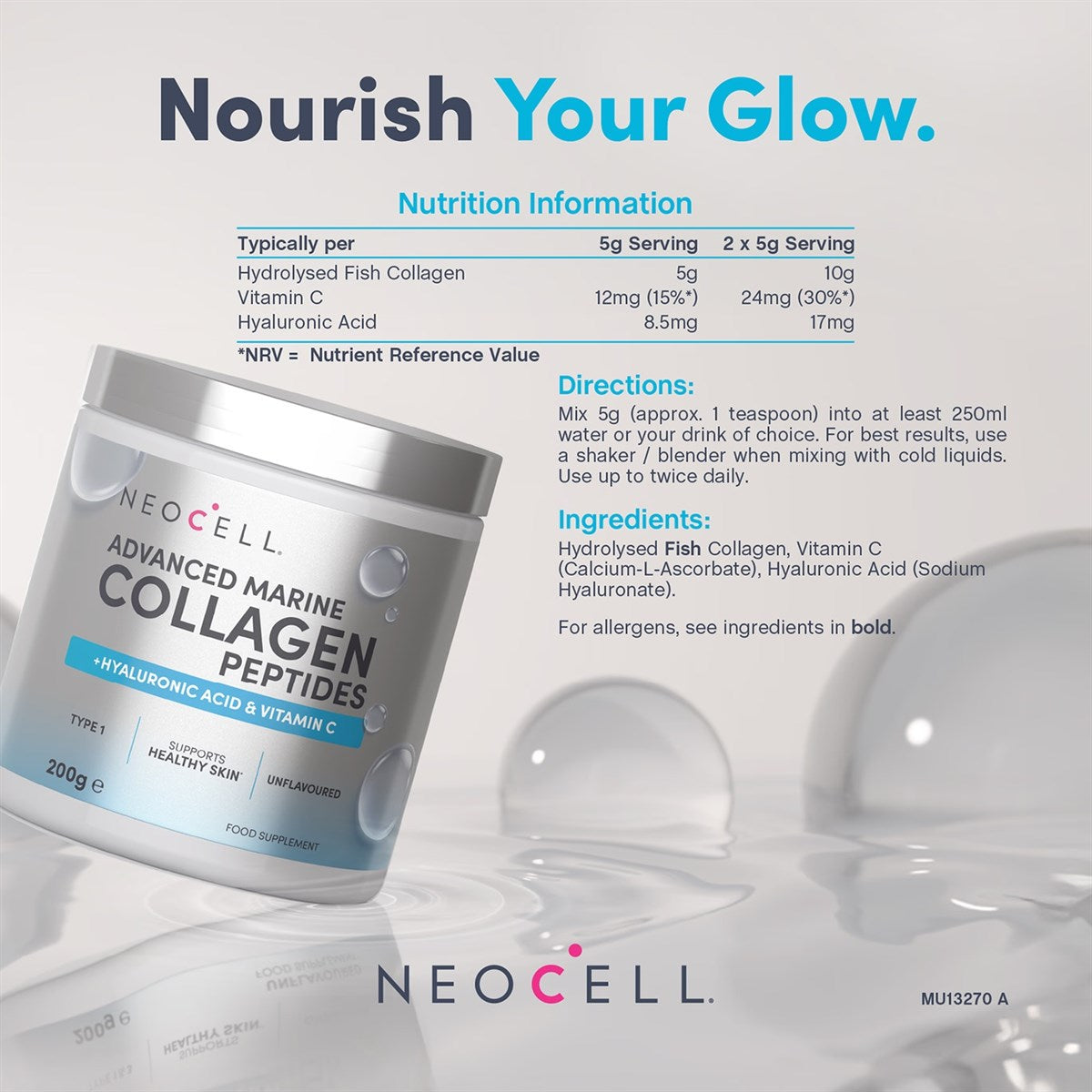 NeoCell Advanced Marine Collagen Peptides Powder - 200g