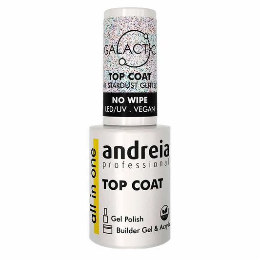 Andreia Professional Galactic Top Coat - 01 Stardust Glitter, 10.5ml