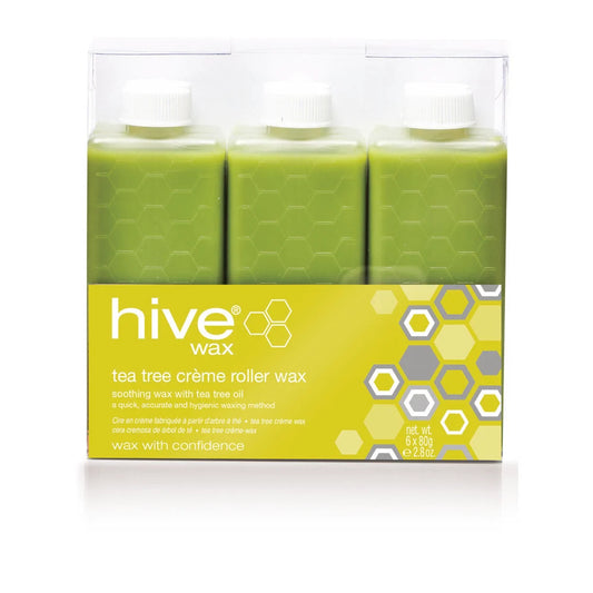 Hive of Beauty Tea Tree Crème Roller Wax Refill Cartridges, Pack of 6 x 80g on White Background