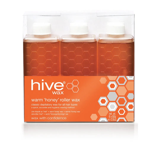 Hive of Beauty Warm Honey Roller Wax Refill Cartridges, Pack of 6 x 80g