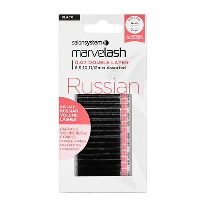 Packaging of Marvelash Russian eyelash extensions with clear background