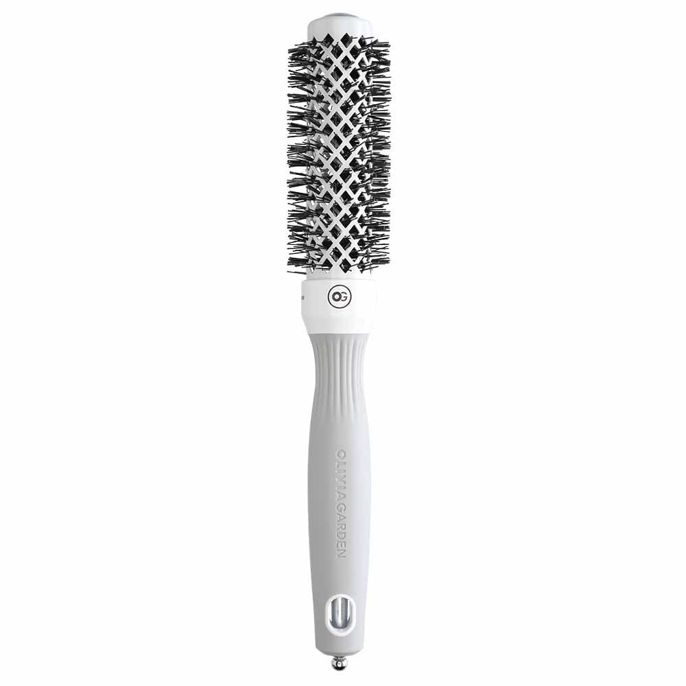 Olivia Garden Expert Blowout Round Hair Brush Shine White & Grey - 25mm
