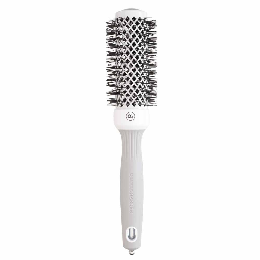 Olivia Garden Expert Blowout Round Hair Brush Shine White & Grey - 35mm