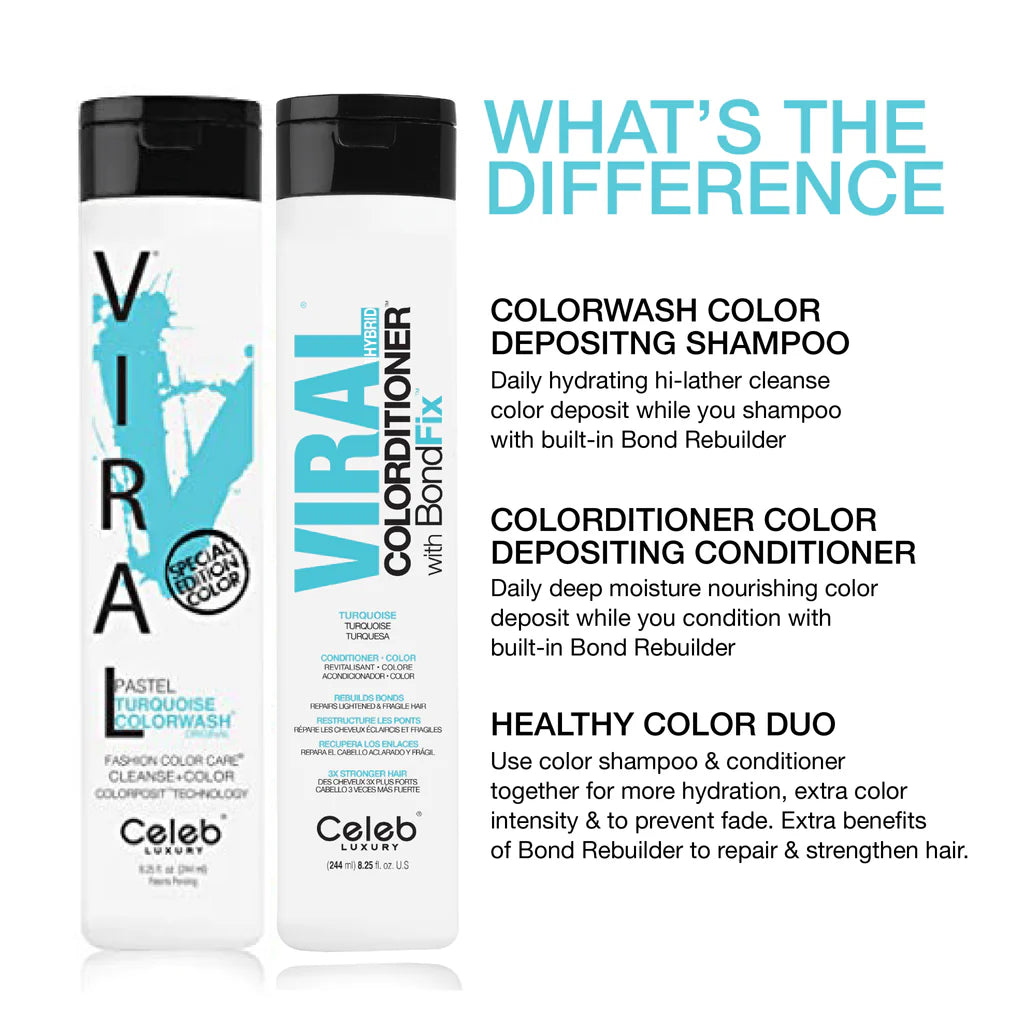 Celeb Luxury Viral Hybrid Colorditioner Conditioner with BondFix - Turquoise - 244ml