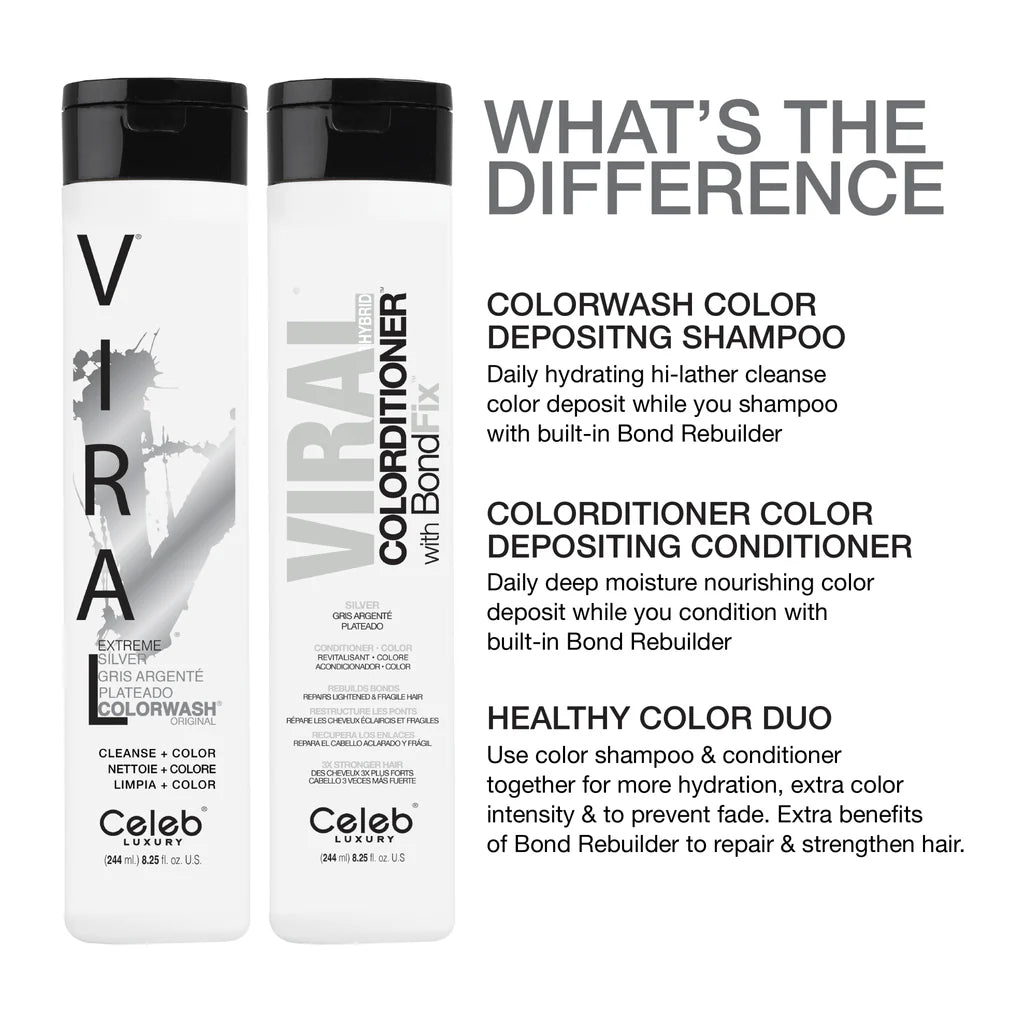 Celeb Luxury Viral Hybrid Colorditioner Conditioner with BondFix - Silver - 244ml