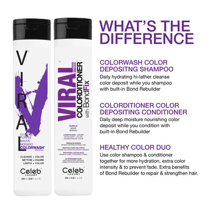 Celeb Luxury Viral Hybrid Colorditioner Conditioner with BondFix - Purple - 244ml