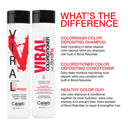 Celeb Luxury Viral Shampoo Colorwash Vegan Shampoo -  Extreme Red - 244ml