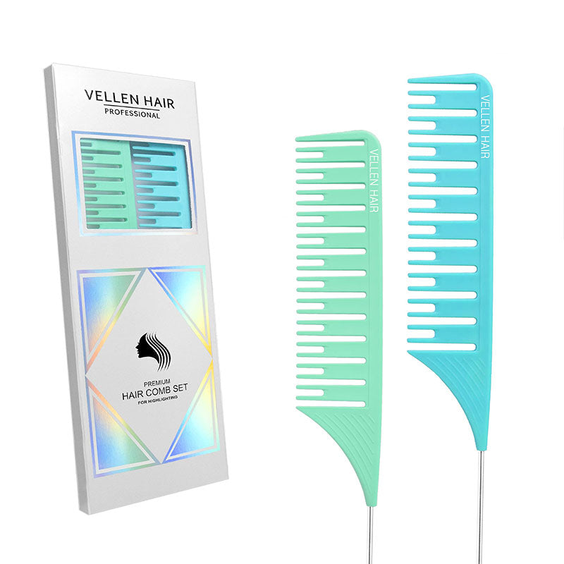 Vellen Hair Tail Comb Set Blue/Mint 2 x Sizes